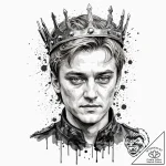 A trash polka portrait of joffrey baratheon,… – tattoo sketch (№1752760985_0, 17.07.2025 14:03) — tattoovalue.net