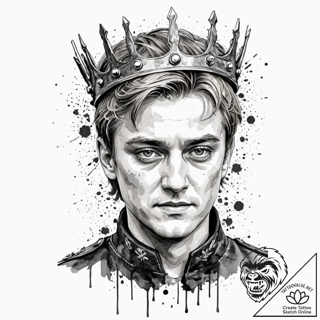 A trash polka portrait of joffrey baratheon,... - tattoo sketch (№1752760985_0, 17.07.2025 14:03) — tattoovalue.net