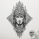 A graphic novel panel of the “aztec dubstep”… – tattoo sketch (№1752768442_0, 17.07.2025 16:07) — tattoovalue.net