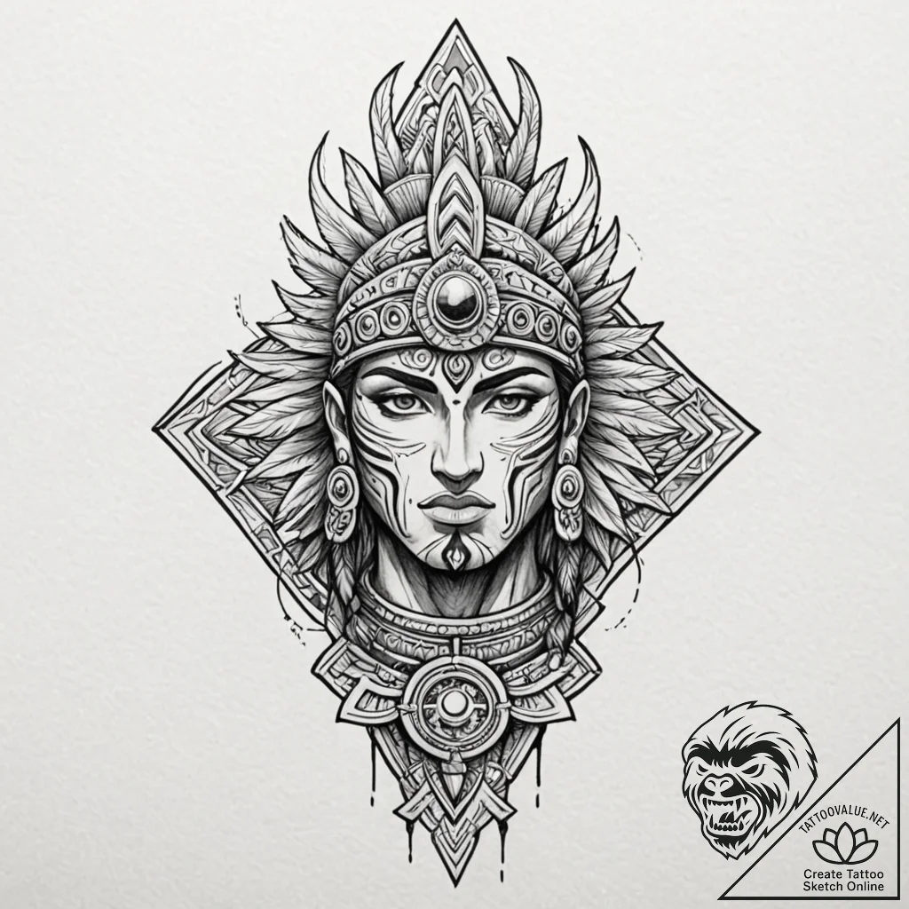 A graphic novel panel of the "aztec dubstep"... - tattoo sketch (№1752768442_0, 17.07.2025 16:07) — tattoovalue.net
