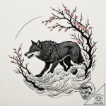 Tattoo design: a wolf or crow (associated wit… – tattoo sketch (№1752768685_0, 17.07.2025 16:11) — tattoovalue.net