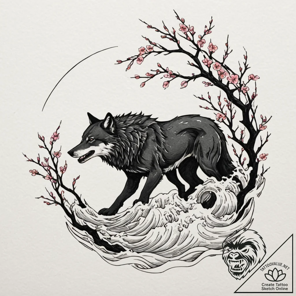 Tattoo design: a wolf or crow (associated wit... - tattoo sketch (№1752768685_0, 17.07.2025 16:11) — tattoovalue.net
