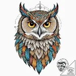 Tattoo design a powerful, unblinking owl’s ey… – tattoo sketch (№1752769173_0, 17.07.2025 16:19) — tattoovalue.net
