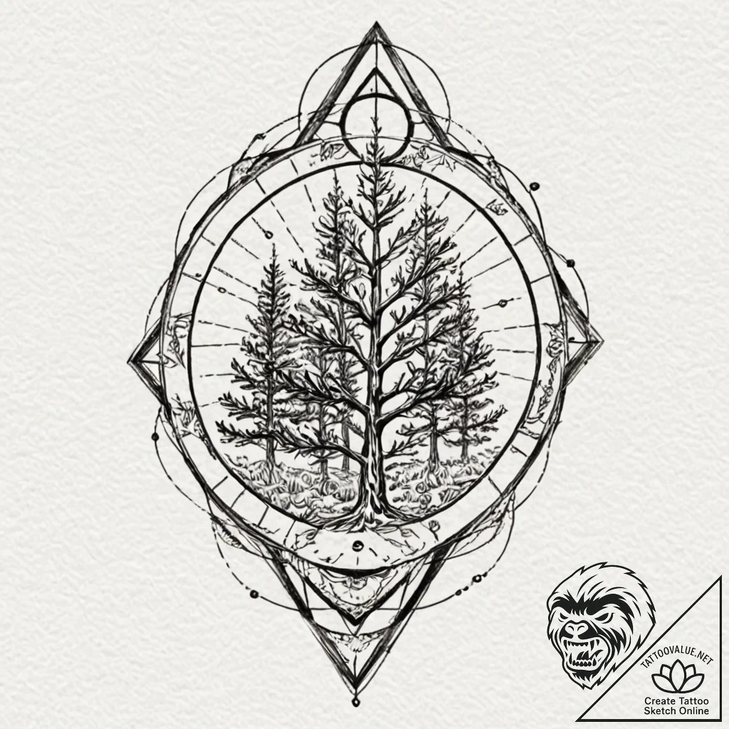 Tattoo design a minimalist geometric represen... - tattoo sketch (№1752769744_0, 17.07.2025 16:29) — tattoovalue.net