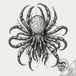 Linework tattoo of a facehugger, minimalist a… – tattoo sketch (№1752770152_0, 17.07.2025 16:35) — tattoovalue.net