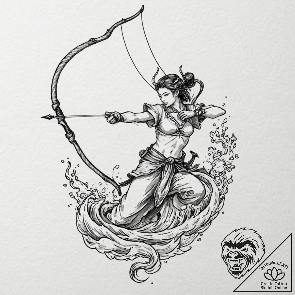 Tattoo sketch a sagittarius archer, with a dr... - tattoo sketch (№1752770234_0, 17.07.2025 16:37) — tattoovalue.net