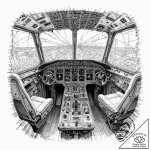 The cockpit of a modern airliner during a fli… – tattoo sketch (№1752771215_0, 17.07.2025 16:53) — tattoovalue.net