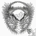 Tattoo sketch a bridge leading over a chasm,… – tattoo sketch (№1752771542_0, 17.07.2025 16:59) — tattoovalue.net