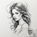 Tattoo design a virgo maiden, depicted in a d… – tattoo sketch (№1752771953_0, 17.07.2025 17:05) — tattoovalue.net