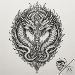 A powerful blackwork tattoo of the zmei goryn… – tattoo sketch (№1752772117_0, 17.07.2025 17:08) — tattoovalue.net