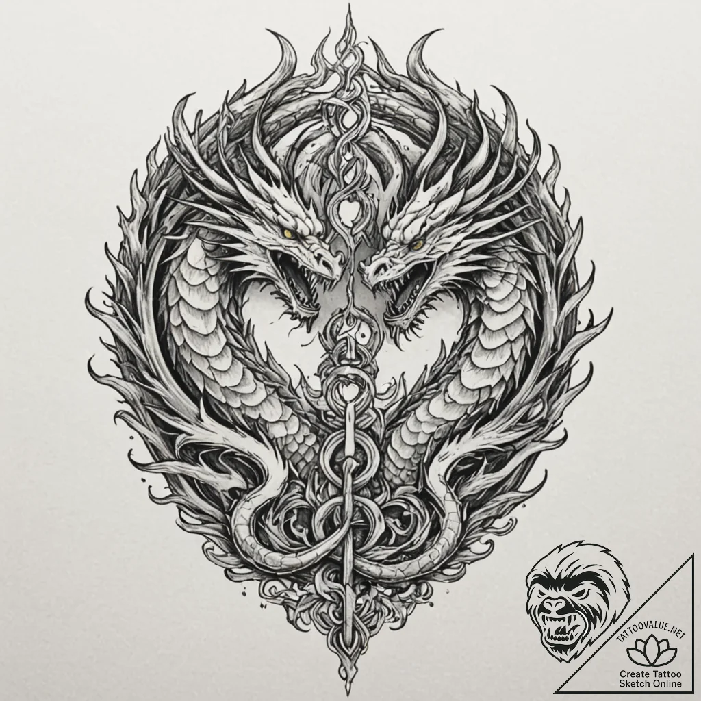 A powerful blackwork tattoo of the zmei goryn... - tattoo sketch (№1752772117_0, 17.07.2025 17:08) — tattoovalue.net