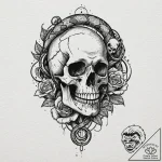 A trash polka composition of the dark mark: a… – tattoo sketch (№1752772280_0, 17.07.2025 17:11) — tattoovalue.net