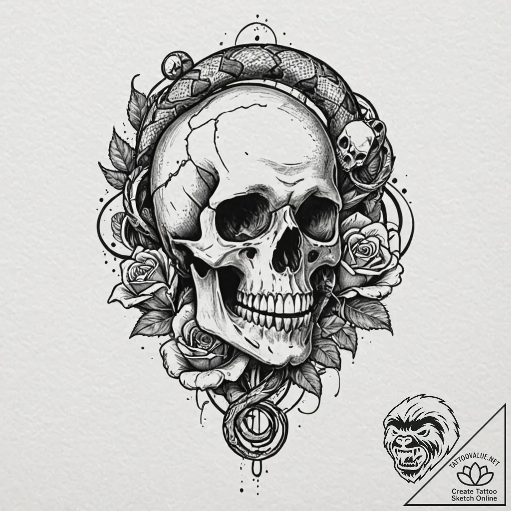 A trash polka composition of the dark mark: a... - tattoo sketch (№1752772280_0, 17.07.2025 17:11) — tattoovalue.net