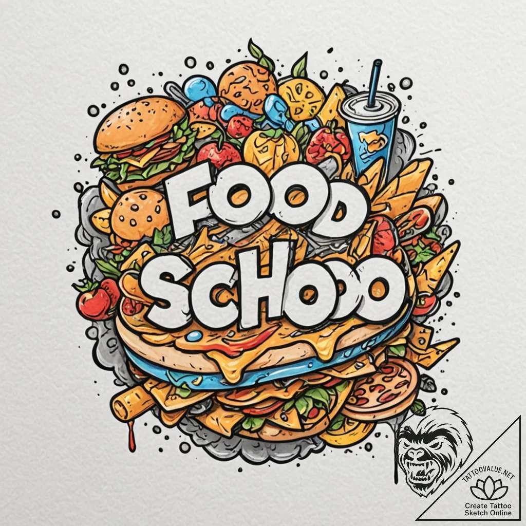 Food & drink, concept art for tattoo, new sch... - tattoo sketch (№1752772362_0, 17.07.2025 17:12) — tattoovalue.net
