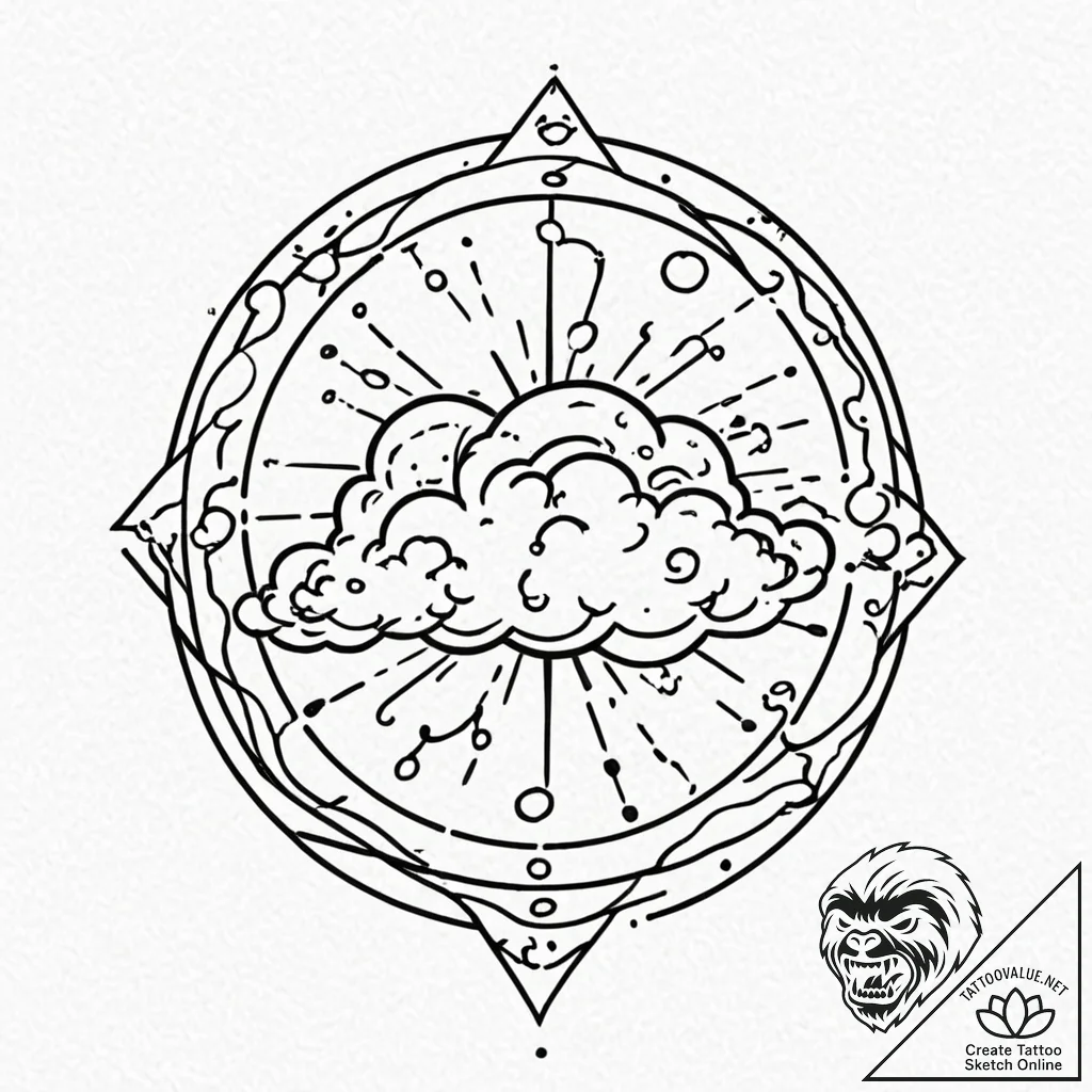 Tattoo sketch a zodiac symbol with a tiny, ab... - tattoo sketch (№1752772443_0, 17.07.2025 17:14) — tattoovalue.net