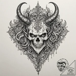 A trash polka tattoo of the lord of terror, d… – tattoo sketch (№1752772606_0, 17.07.2025 17:16) — tattoovalue.net