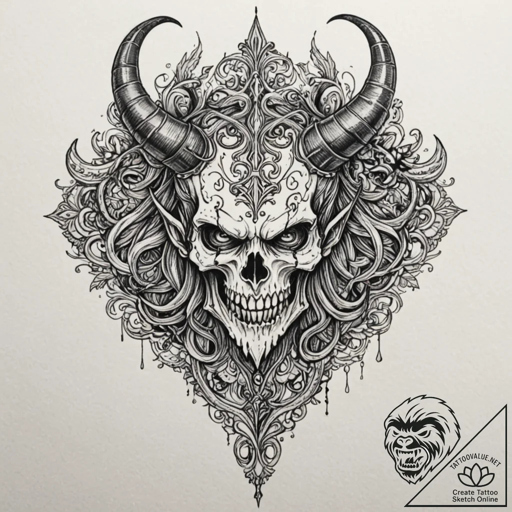 A trash polka tattoo of the lord of terror, d... - tattoo sketch (№1752772606_0, 17.07.2025 17:16) — tattoovalue.net