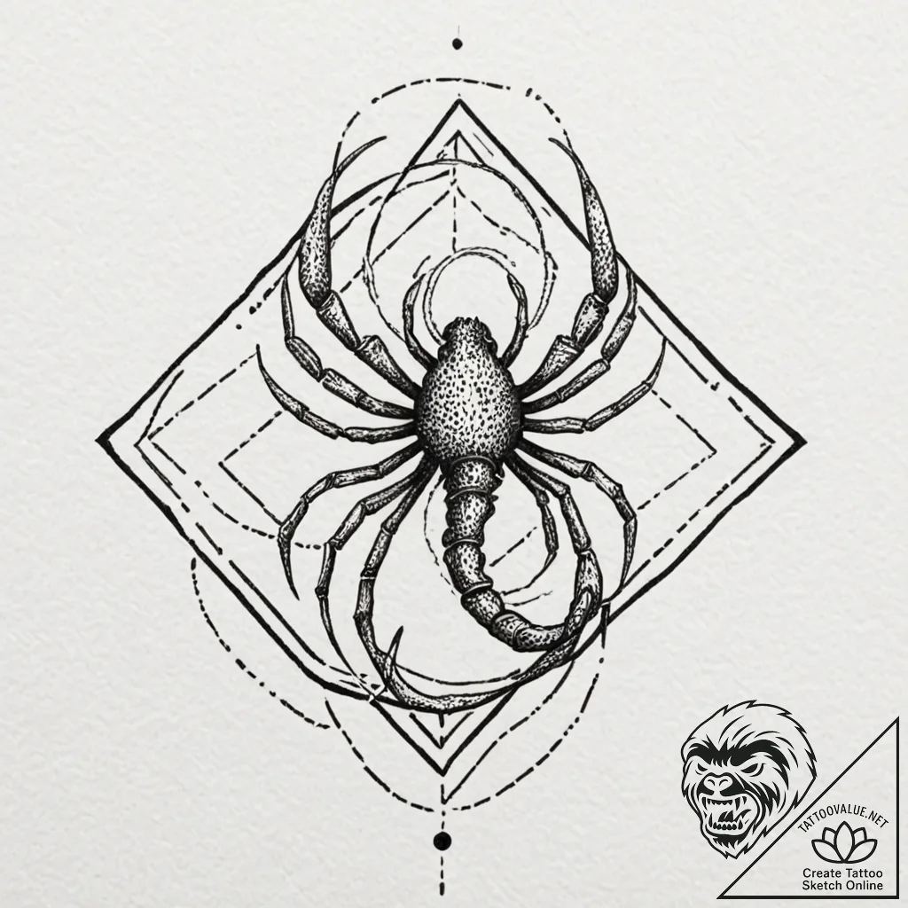 Tattoo design a scorpio symbol composed of da... - tattoo sketch (№1752772932_0, 17.07.2025 17:22) — tattoovalue.net