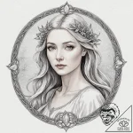 A watercolor portrait of galadriel, surrounde… – tattoo sketch (№1752773507_0, 17.07.2025 17:31) — tattoovalue.net