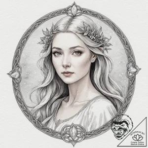 A watercolor portrait of galadriel, surrounde… – tattoo sketch (№1752773507_0, 17.07.2025 17:31) — tattoovalue.net