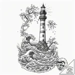 Tattoo sketch a lighthouse standing strong ag… – tattoo sketch (№1752773752_0, 17.07.2025 17:35) — tattoovalue.net