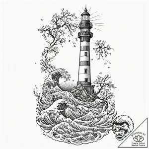 Tattoo sketch a lighthouse standing strong ag… – tattoo sketch (№1752773752_0, 17.07.2025 17:35) — tattoovalue.net