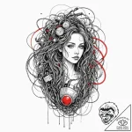 Trash polka composition of a human battery in… – tattoo sketch (№1752777342_0, 17.07.2025 18:35) — tattoovalue.net