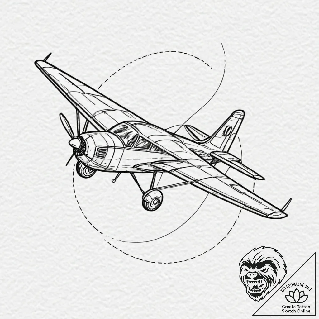 Airplane, concept art for tattoo, on a clean... - tattoo sketch (№1752777420_0, 17.07.2025 18:37) — tattoovalue.net