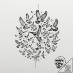 Tattoo sketch a flock of birds flying in form… – tattoo sketch (№1752777657_0, 17.07.2025 18:40) — tattoovalue.net
