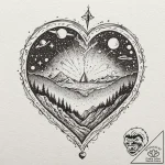 A watercolor sketch of the heart of the unive… – tattoo sketch (№1752777748_0, 17.07.2025 18:42) — tattoovalue.net