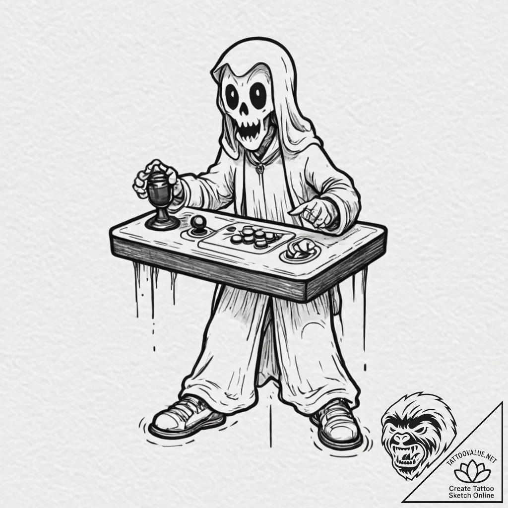 Tattoo design a classic arcade joystick with... - tattoo sketch (№1752778300_0, 17.07.2025 18:51) — tattoovalue.net