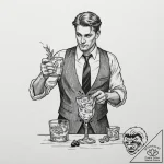 A close-up of a bartender pouring a craft coc… – tattoo sketch (№1752778380_0, 17.07.2025 18:53) — tattoovalue.net