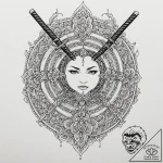 Katana, concept art for tattoo, black outline… – tattoo sketch (№1752778458_0, 17.07.2025 18:54) — tattoovalue.net