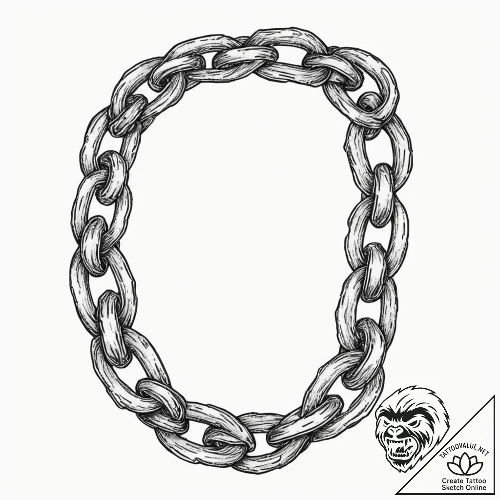 Tattoo design a broken chain with one strong,... - tattoo sketch (№1752778699_0, 17.07.2025 18:58) — tattoovalue.net