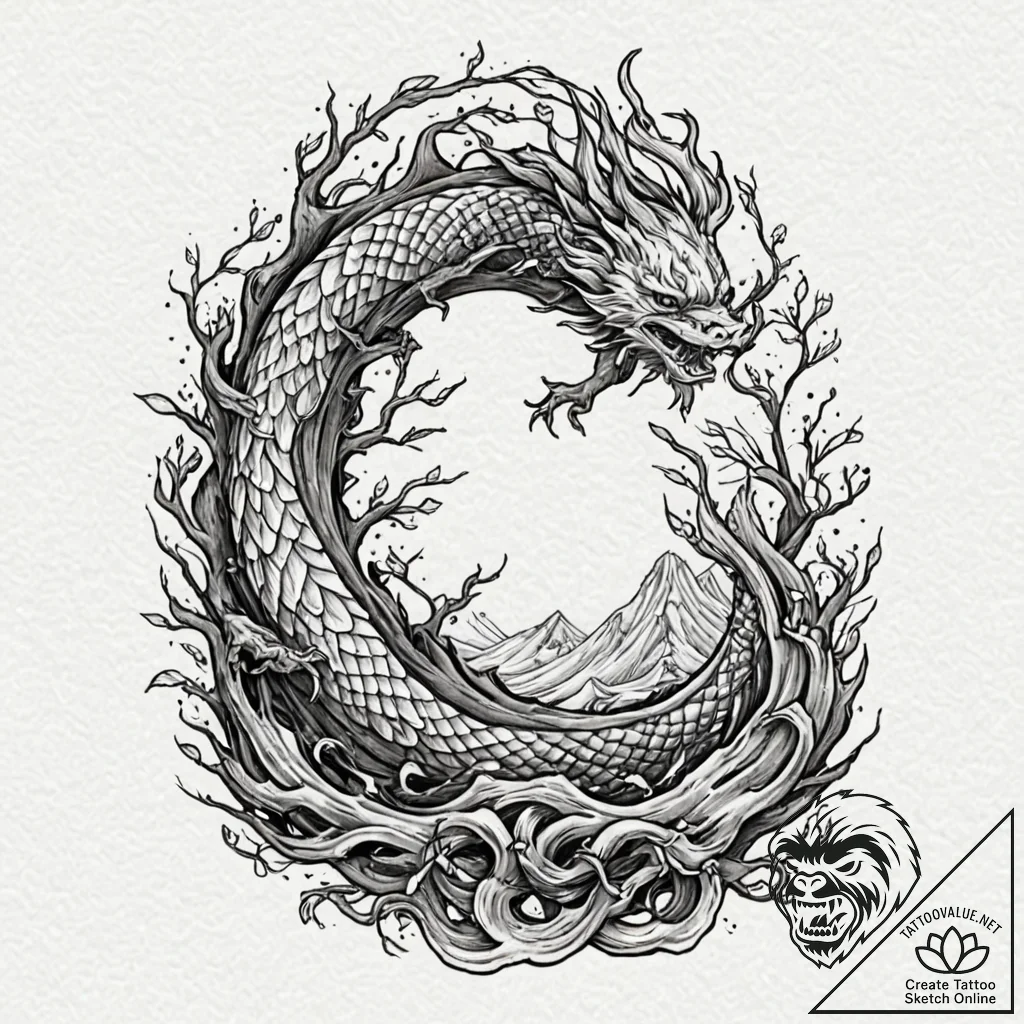 Tattoo sketch a strong, gnarled tree stump, s... - tattoo sketch (№1752778778_0, 17.07.2025 18:59) — tattoovalue.net