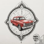 A dusty, forgotten vintage car left to rust i… – tattoo sketch (№1752779255_0, 17.07.2025 19:07) — tattoovalue.net
