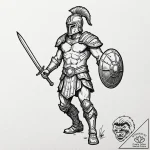Gladiator, tattoo drawing outline, on a clean… – tattoo sketch (№1752779434_0, 17.07.2025 19:10) — tattoovalue.net