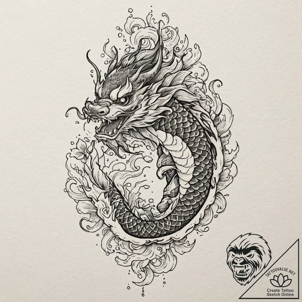 Torch, artistic tattoo sketch, on a clean whi... - tattoo sketch (№1752779591_0, 17.07.2025 19:13) — tattoovalue.net