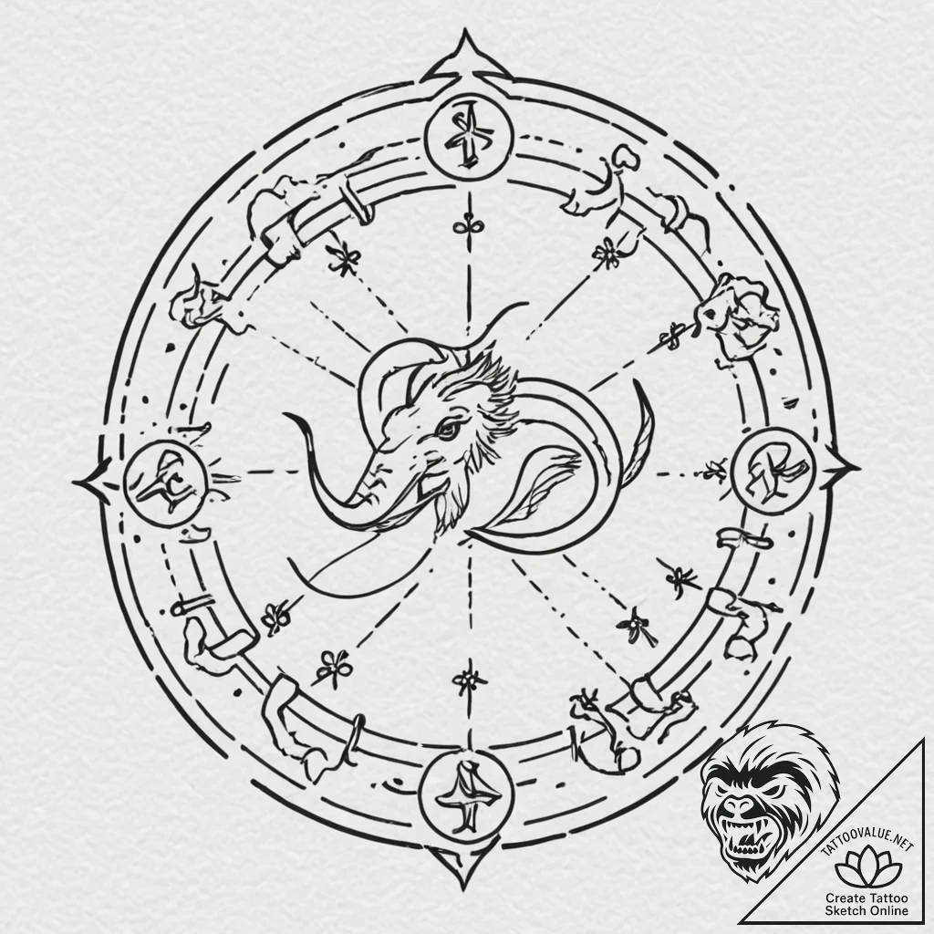 Tattoo design a minimalist zodiac symbol with... - tattoo sketch (№1752779674_0, 17.07.2025 19:14) — tattoovalue.net