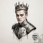 A trash polka portrait of joffrey baratheon,… – tattoo sketch (№1752779752_0, 17.07.2025 19:15) — tattoovalue.net