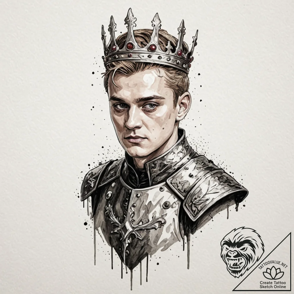 A trash polka portrait of joffrey baratheon,... - tattoo sketch (№1752779752_0, 17.07.2025 19:15) — tattoovalue.net