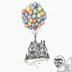 A watercolor sketch of carl’s house from up,… – tattoo sketch (№1752780542_0, 17.07.2025 19:29) — tattoovalue.net
