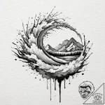 Tattoo design a strong gust of wind shaping a… – tattoo sketch (№1752781253_0, 17.07.2025 19:40) — tattoovalue.net