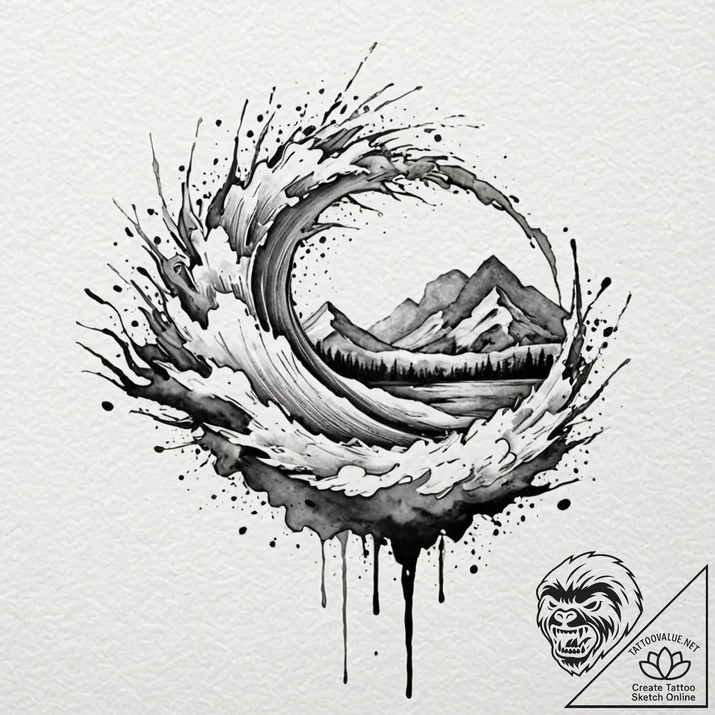 Tattoo design a strong gust of wind shaping a... - tattoo sketch (№1752781253_0, 17.07.2025 19:40) — tattoovalue.net