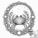 Tattoo design a cancer crab, with the moon’s… – tattoo sketch (№1752781410_0, 17.07.2025 19:43) — tattoovalue.net