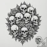 A graphic novel style tattoo of a zombie hord… – tattoo sketch (№1752781890_0, 17.07.2025 19:51) — tattoovalue.net