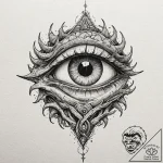 A linework tattoo of a dragon’s eye, wise and… – tattoo sketch (№1752782128_0, 17.07.2025 19:55) — tattoovalue.net