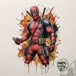 A neo-traditional tattoo of deadpool, breakin… – tattoo sketch (№1752782209_0, 17.07.2025 19:56) — tattoovalue.net