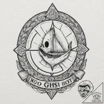 A minimalist tattoo of the “no-ghost” logo,,… – tattoo sketch (№1752782289_0, 17.07.2025 19:58) — tattoovalue.net