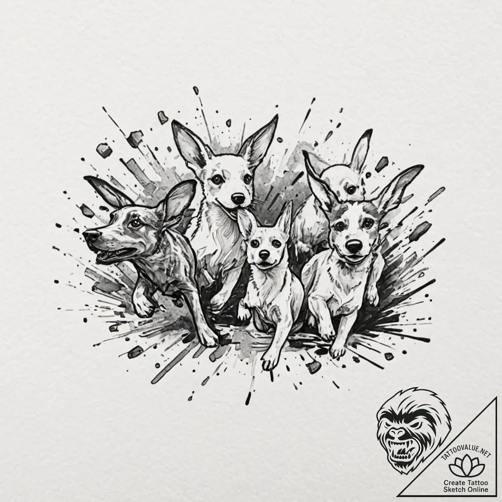 A sketch of the "dags" (dogs) from snatch, ch... - tattoo sketch (№1752782368_0, 17.07.2025 19:59) — tattoovalue.net